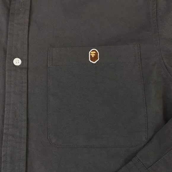 Bape embroidered ape head monogram print shirt